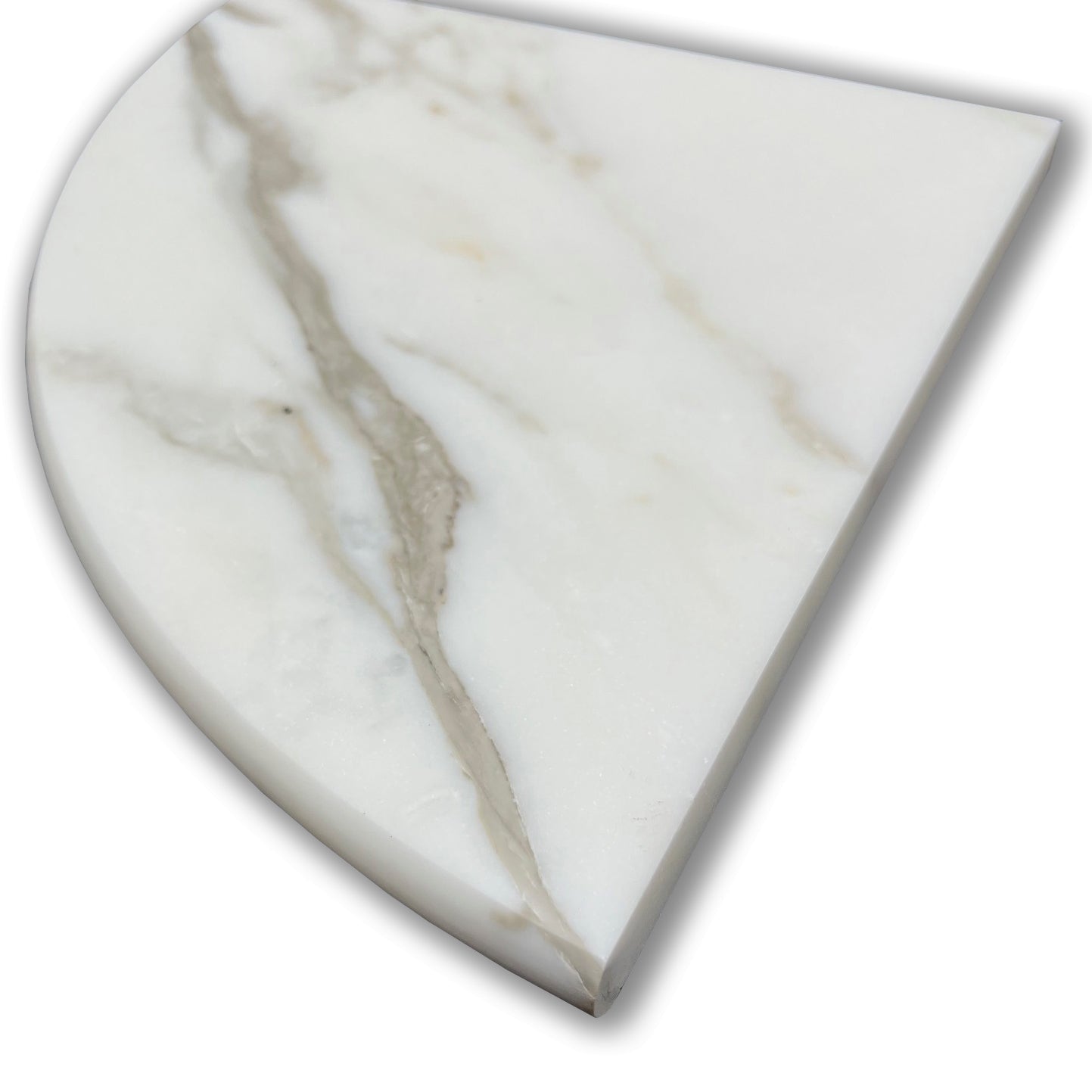 CALACATTA GOLD: Engineered Marble Corner Shelve Tile Accessory (9"x3/4" | honed | rounded)