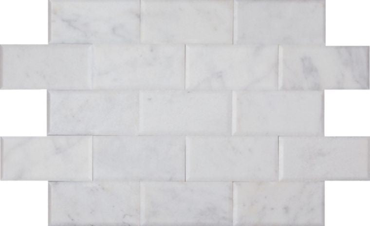 MILAS WHITE: Marble Rectangle Field Tile (3"x6"x3/8" | polished | deep bevel)