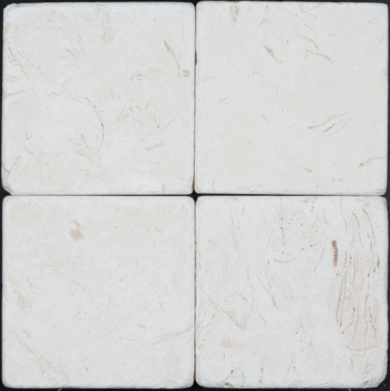 CORINTHIAN FOSSIL: Limestone Square Field Tile (4"x4"x3/8" | tumbled)