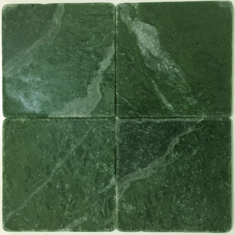 TEOS GREEN: Marble Square Field Tile (4"x4"x3/8" | tumbled)