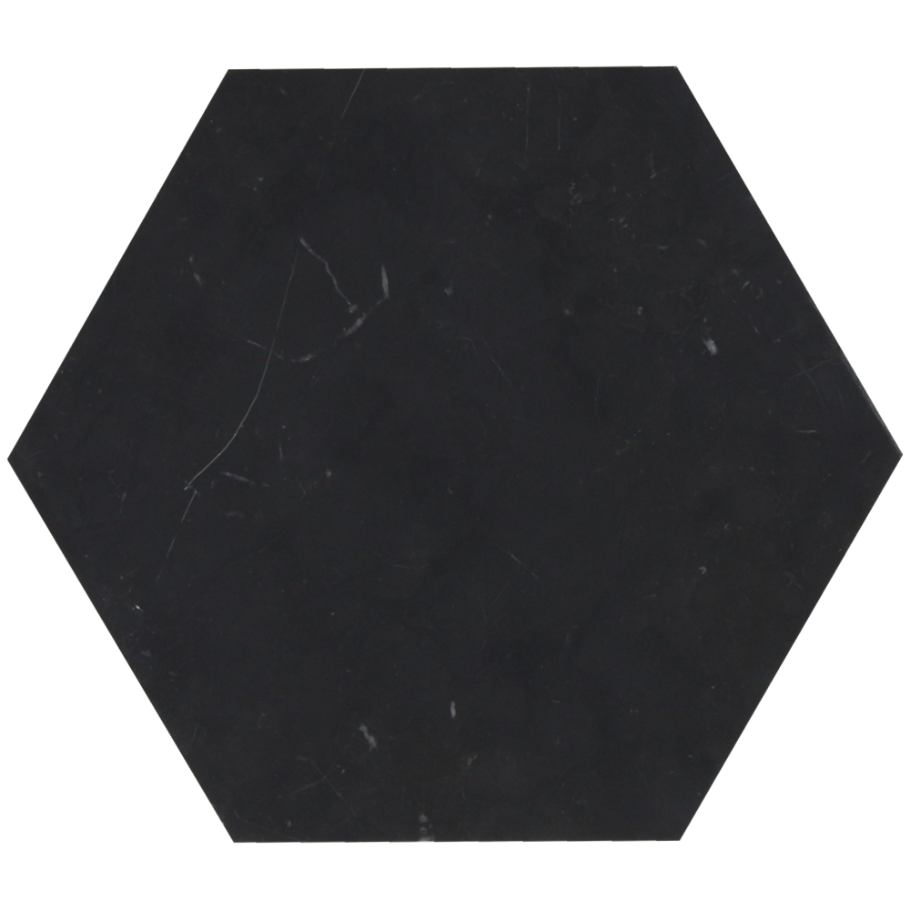 TAURUS BLACK: Marble Hexagon Field Tile (8"x9 1/4"x3/8" | honed)