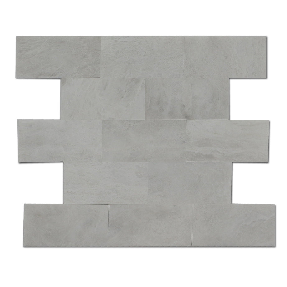 ICEBERG: Marble Interlocking Field Tile (6"x12"x3/8" | honed | eased bevel)