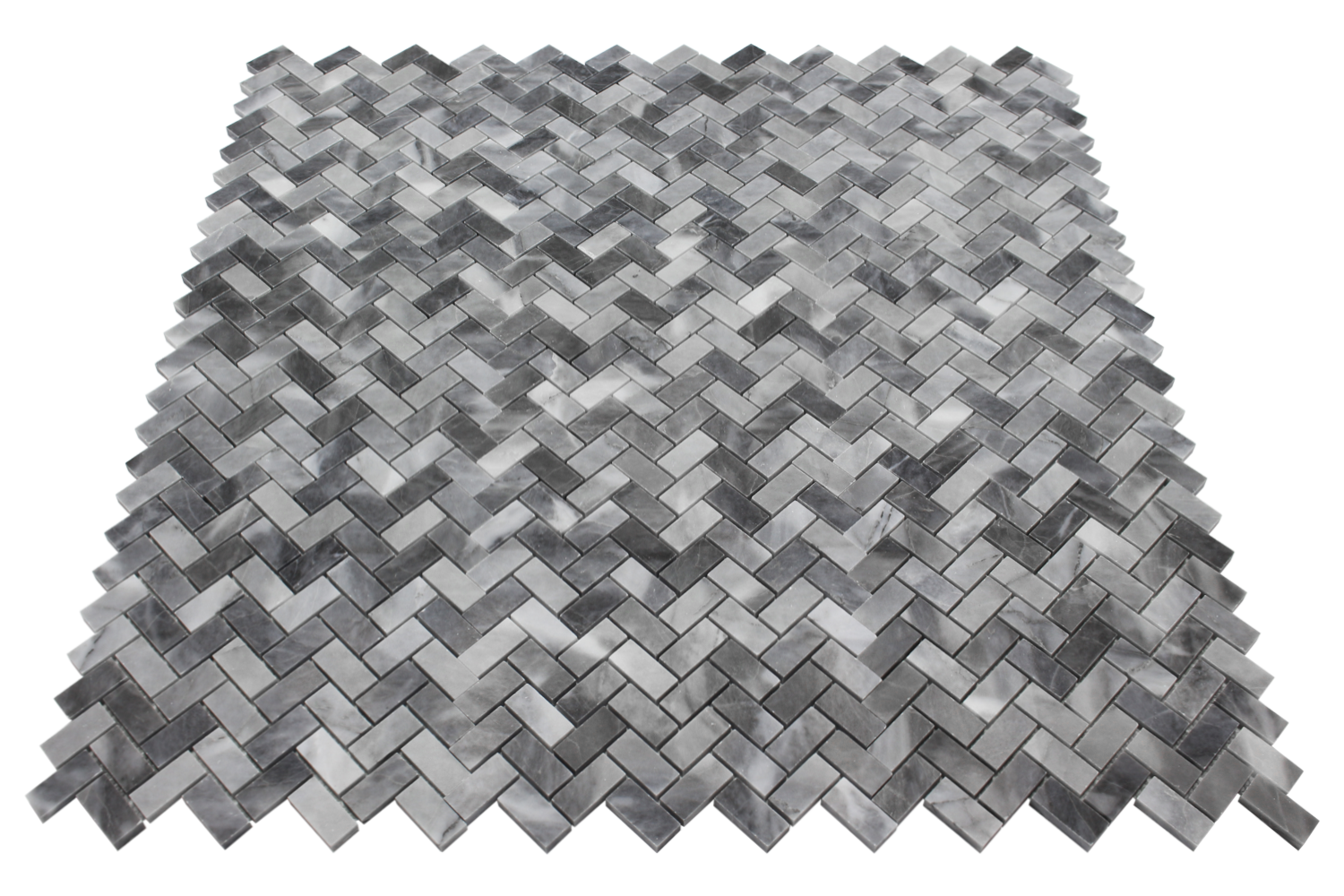 BARDIGLIO: Marble 1"X2" Herringbone Mosaic (12"x12"x3/8" | polished)