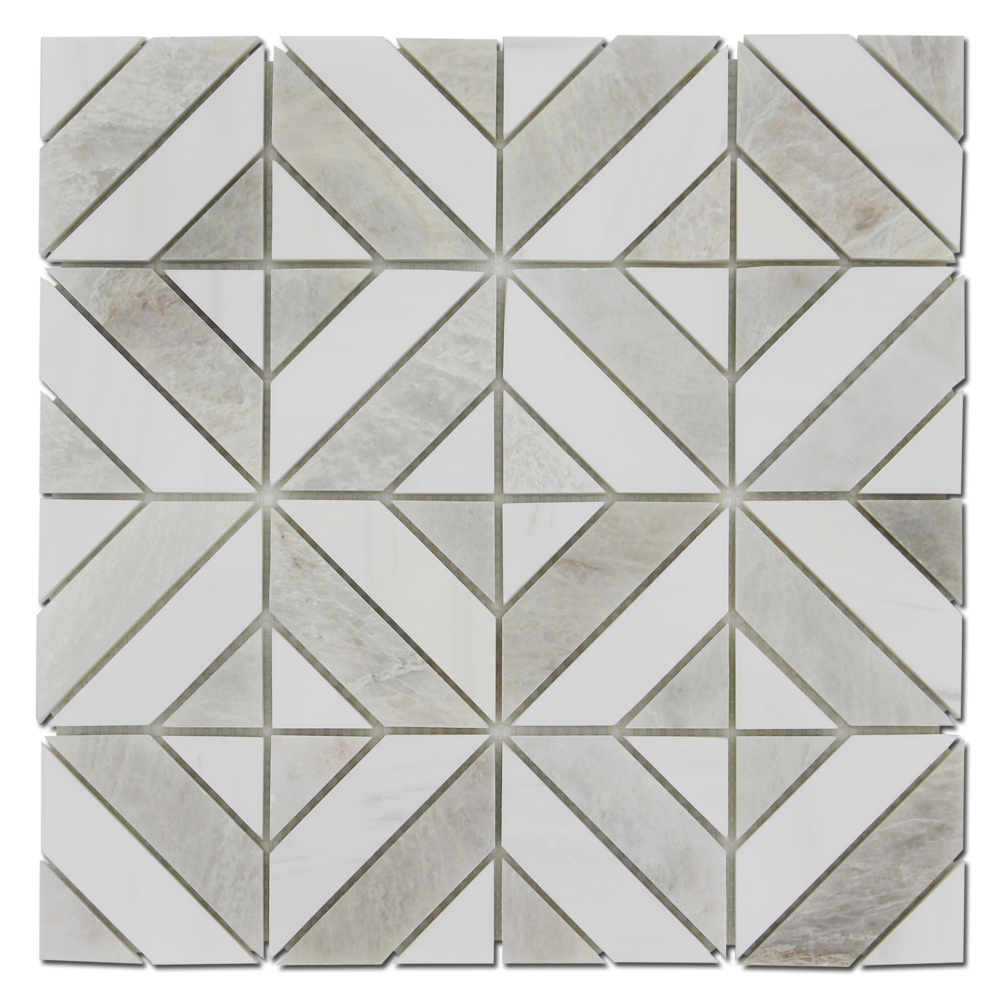 BIANCO VENATO: Iceberg Dolomite Matrix Mosaic (12"x12"x3/8" | polished)