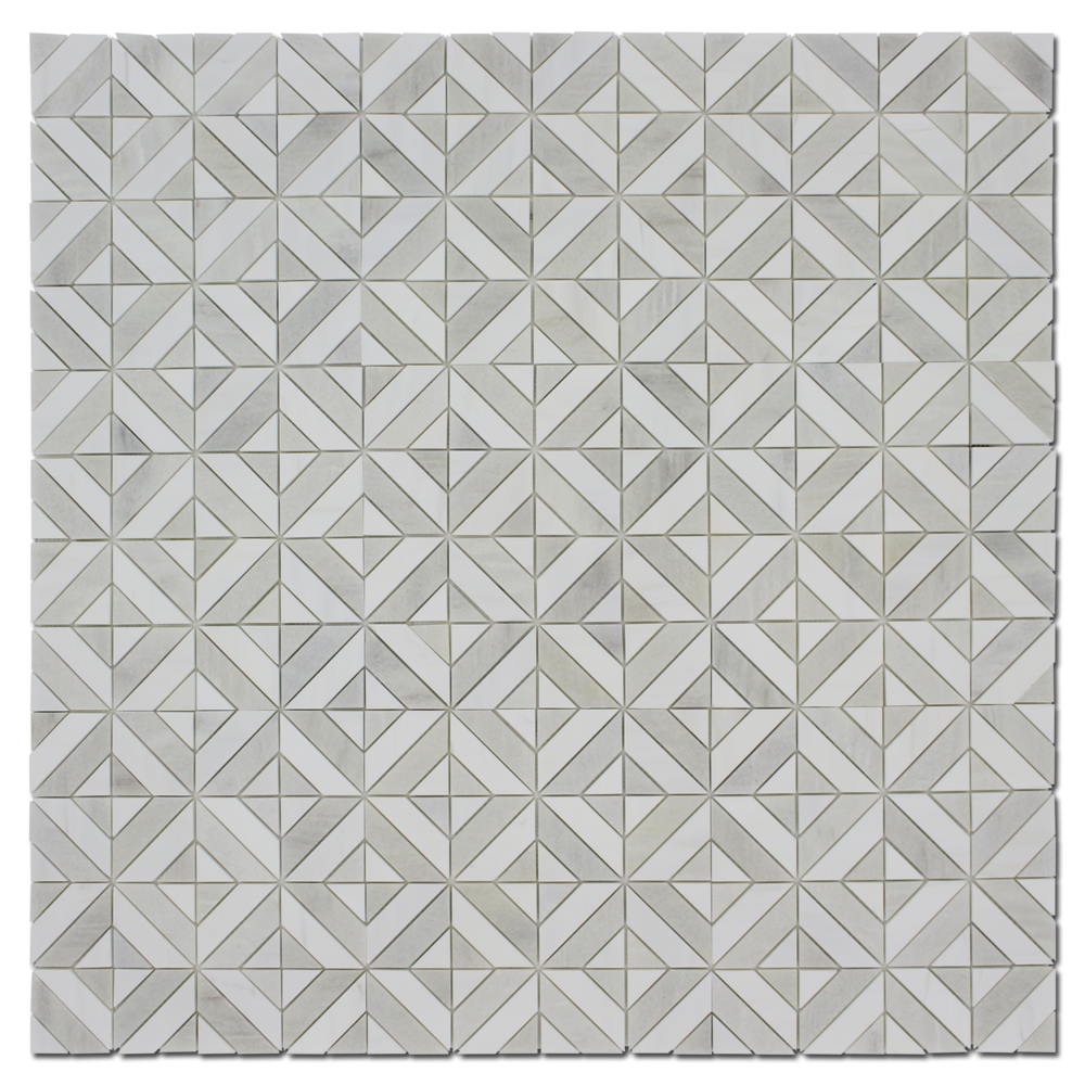 BIANCO VENATO: Imperial White Dolomite Matrix Mosaic (12"x12"x3/8" | polished)