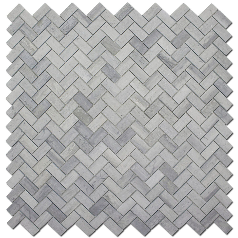 BLUE SAVOY: Marble 1"X2" Herringbone Mosaic (12"x12"x1/4" | honed)