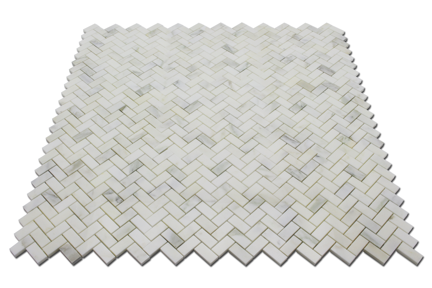 CALACATTA OLIVE: Marble 1"X2" Herringbone Mosaic (12"x12"x3/8" | polished)