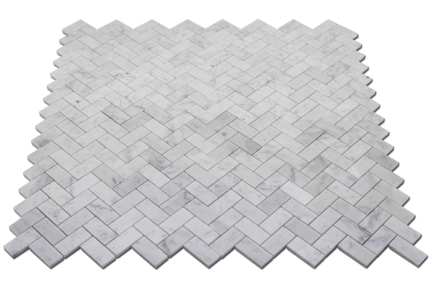 CARRARA: Marble 1"X2" Herringbone Mosaic (12"x12"x1/4" | honed)