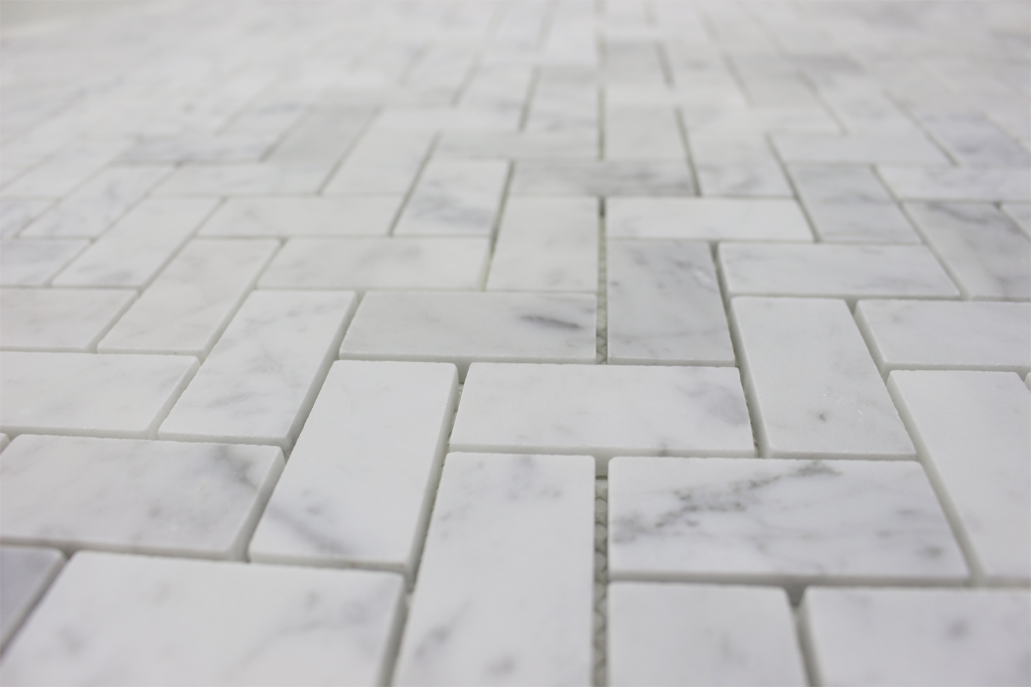 CARRARA: Marble 1"X2" Herringbone Mosaic (12"x12"x1/4" | honed)