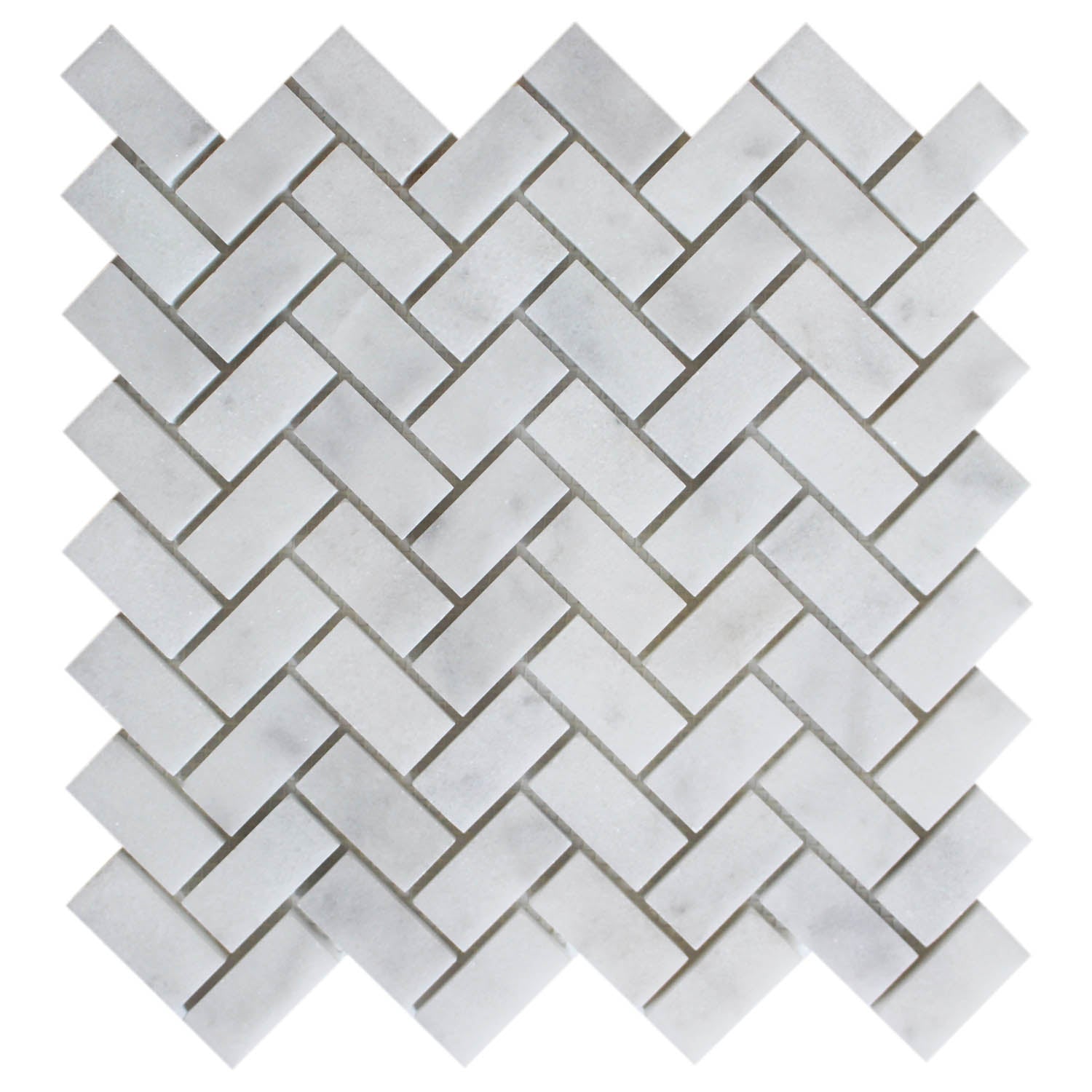 MILAS WHITE: Marble 1"X2" Herringbone Mosaic (12"x12"x3/8" | honed)