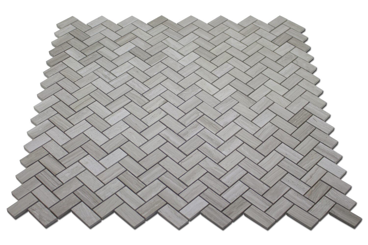 WOODEN WHITE: Marble 1"X2" Herringbone Mosaic (12"x12"x1/4" | honed)