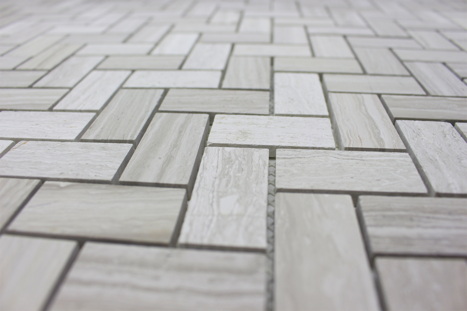 WOODEN WHITE: Marble 1"X2" Herringbone Mosaic (12"x12"x1/4" | honed)