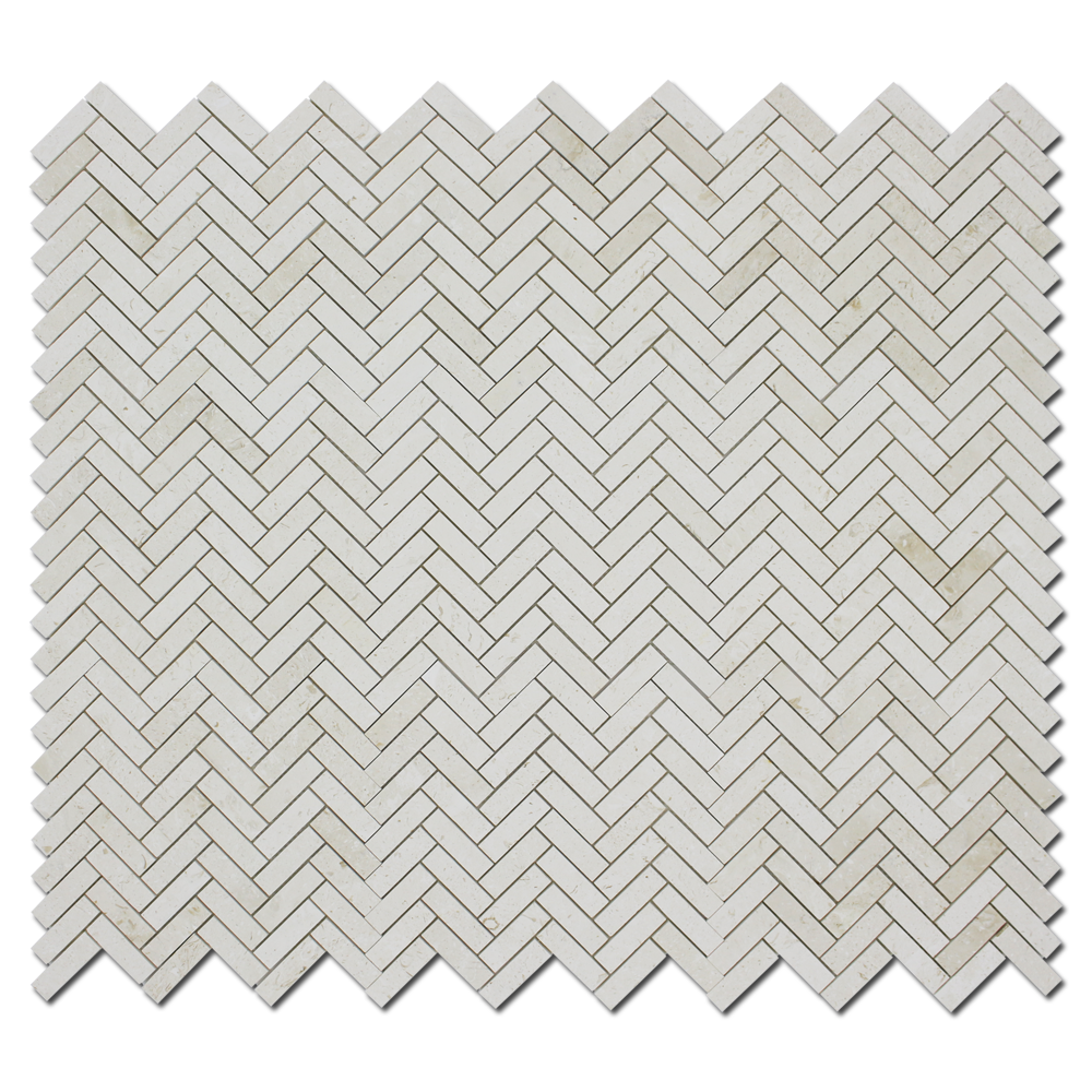 CORINTHIAN FOSSIL: Limestone 1"X3" Herringbone Mosaic (12"x12"x3/8" | honed)