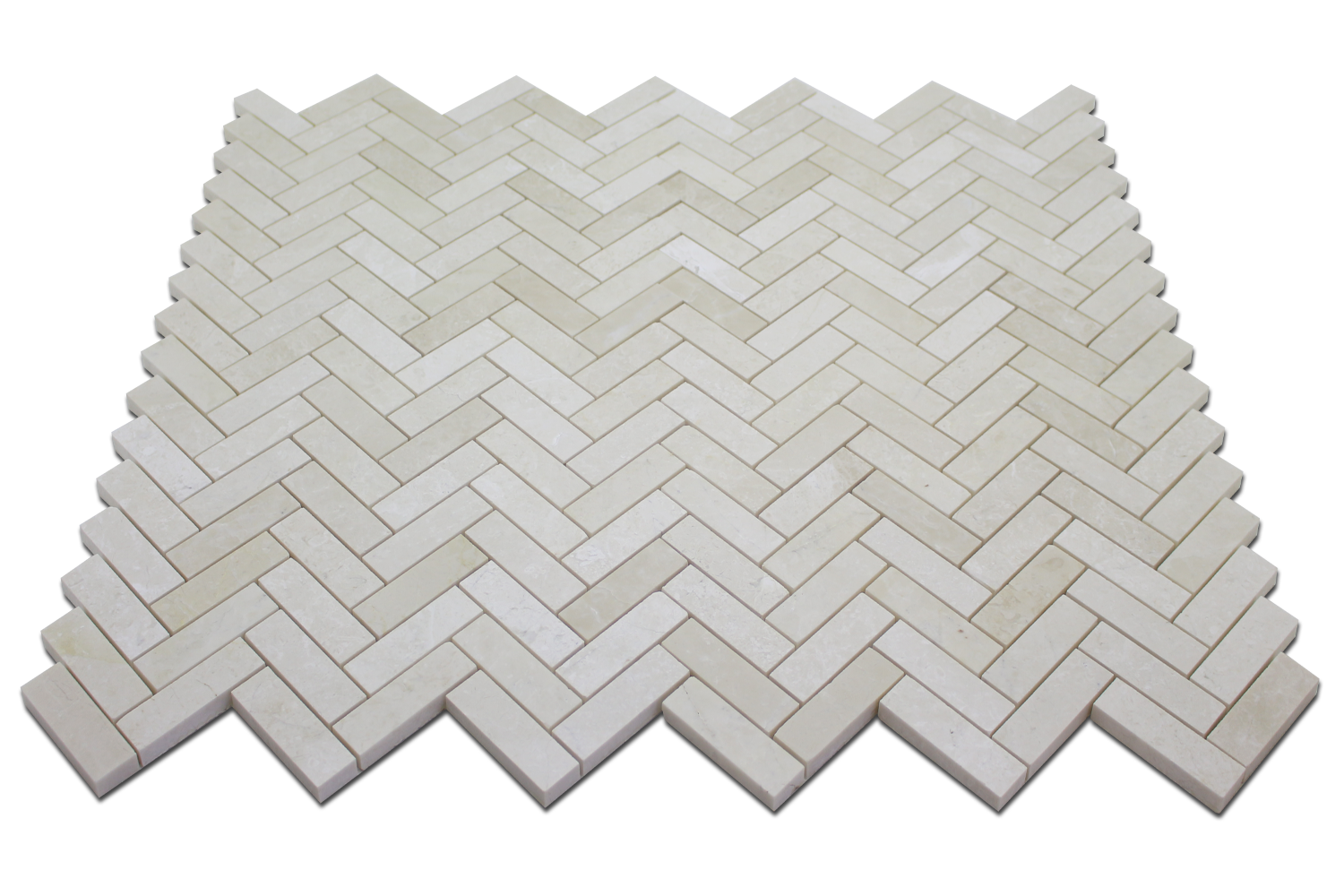 PERLA: Marble 1"X3" Herringbone Mosaic (12"x12"x3/8" | polished)