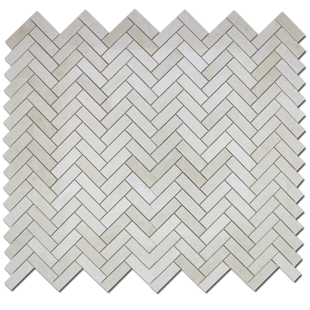 PERLA: Marble 1"X3" Herringbone Mosaic (12"x12"x3/8" | polished)