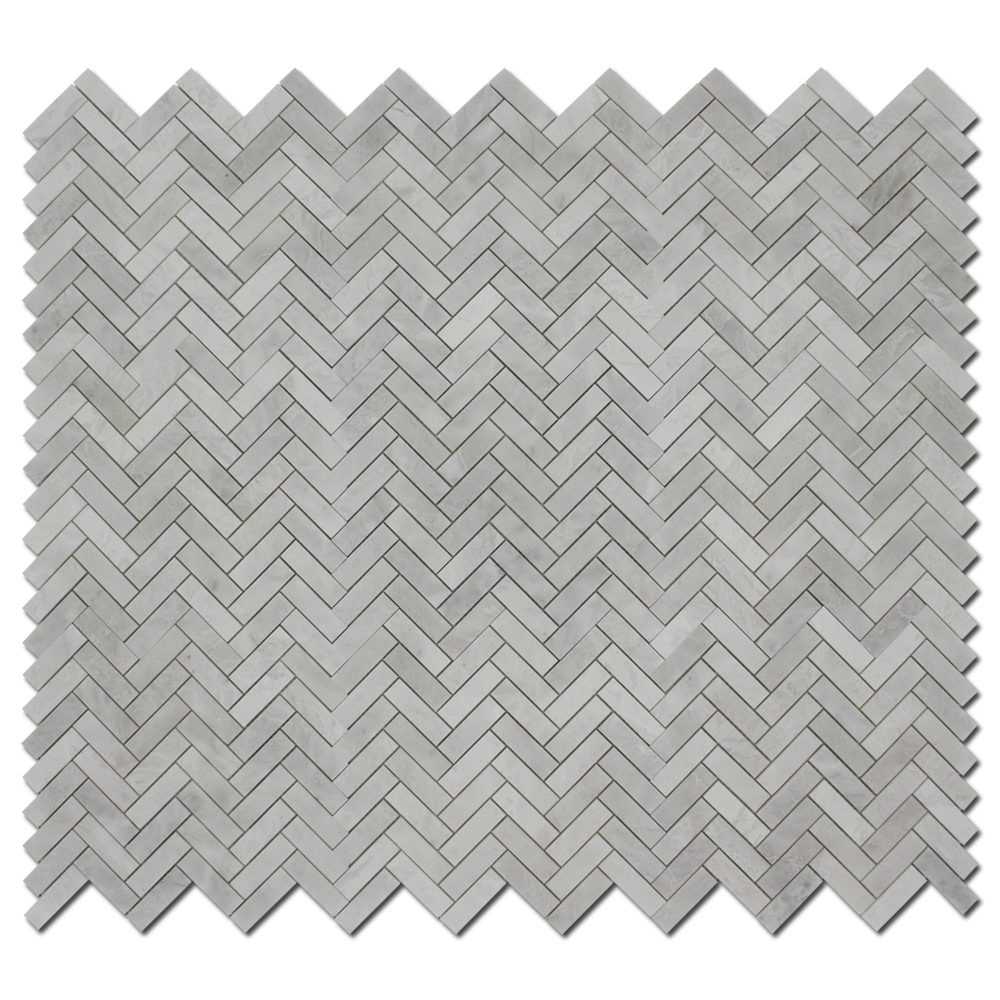 ICEBERG: Marble 1"X3" Herringbone Mosaic (12"x12"x3/8" | honed)