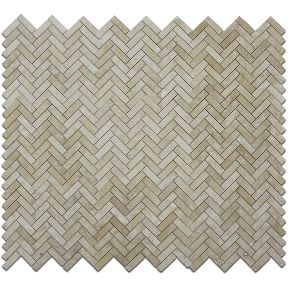 IVORY LIGHT: Travertine 1"X3" Herringbone Mosaic (12"x12"x3/8" | honed)