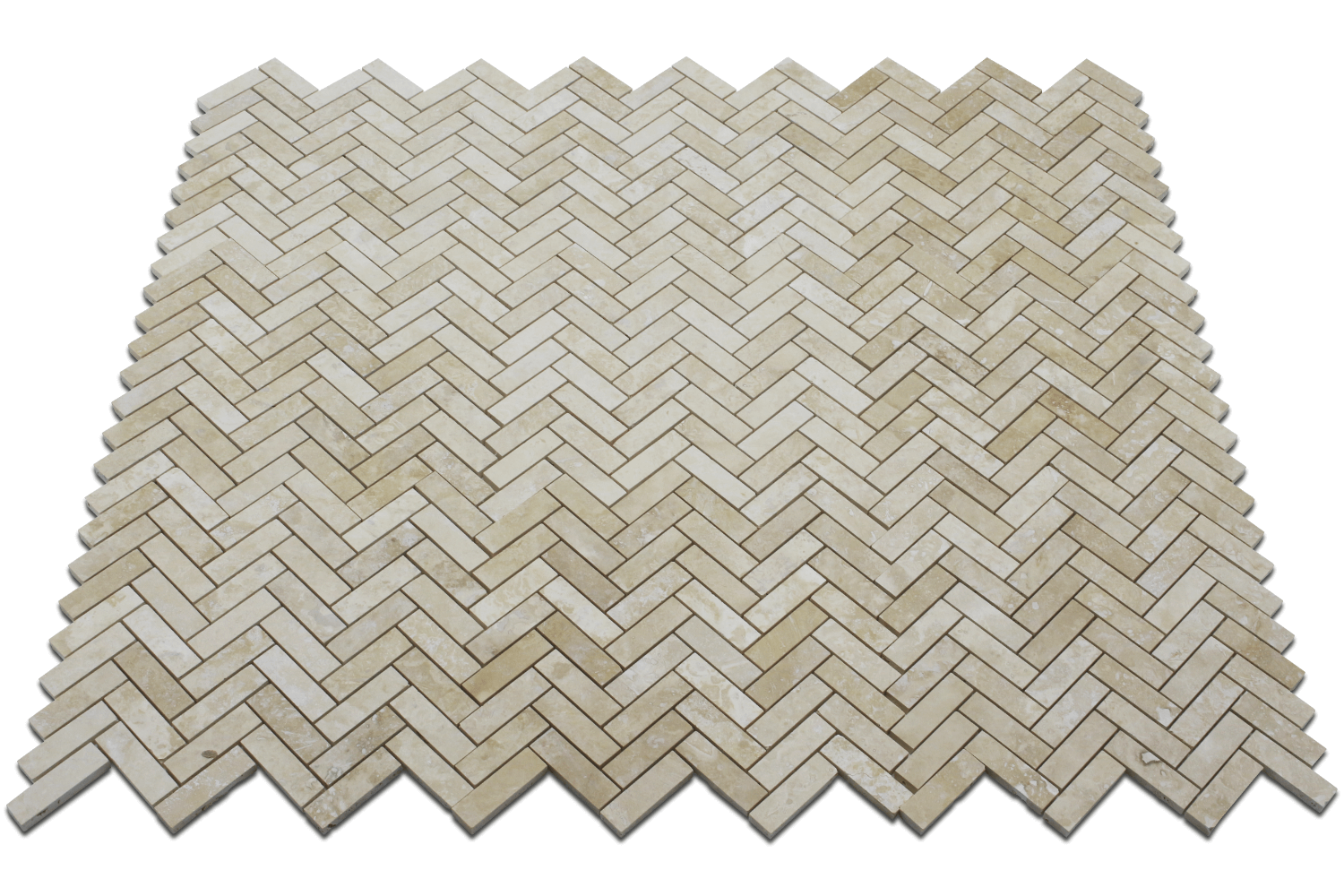 IVORY LIGHT: Travertine 1"X3" Herringbone Mosaic (12"x12"x3/8" | honed)