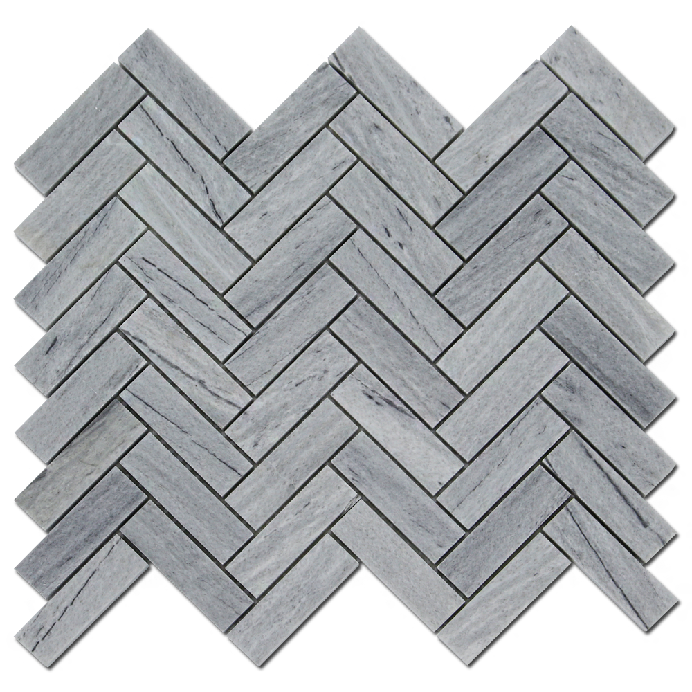 SOLTO WHITE: Marble 1"X3" Herringbone Mosaic (12"x12"x3/8" | honed)