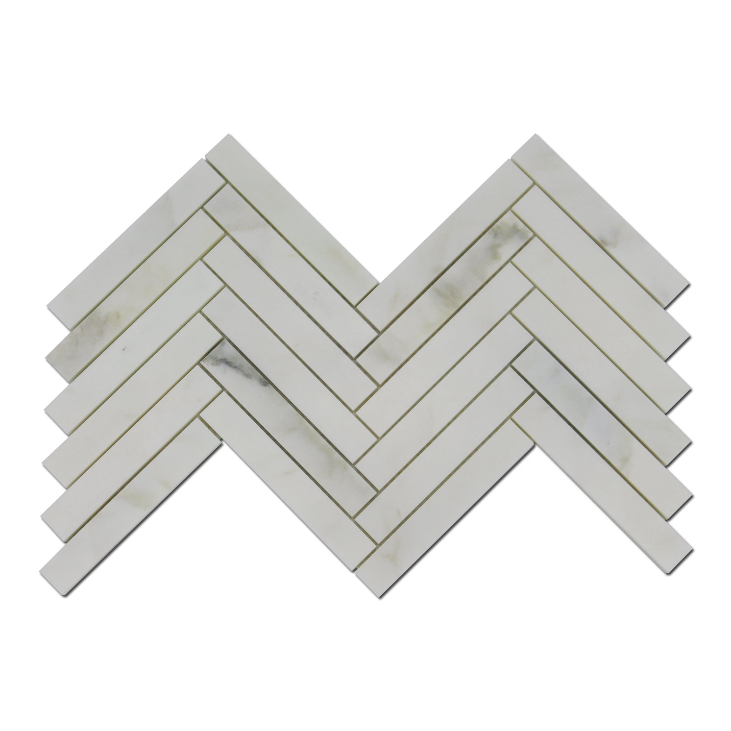 CALACATTA OLIVE: Marble 1"X6" Herringbone Mosaic (12"x12"x3/8" | polished)