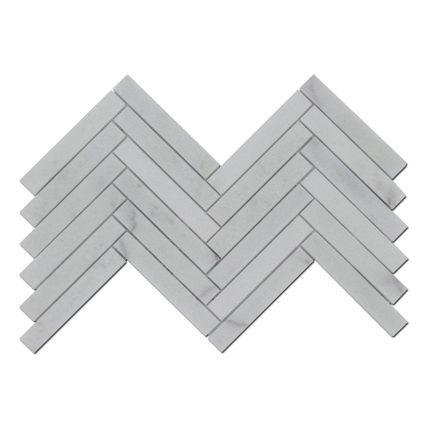 MILAS WHITE: Marble 1"X6" Herringbone Mosaic (12"x12"x3/8" | honed)