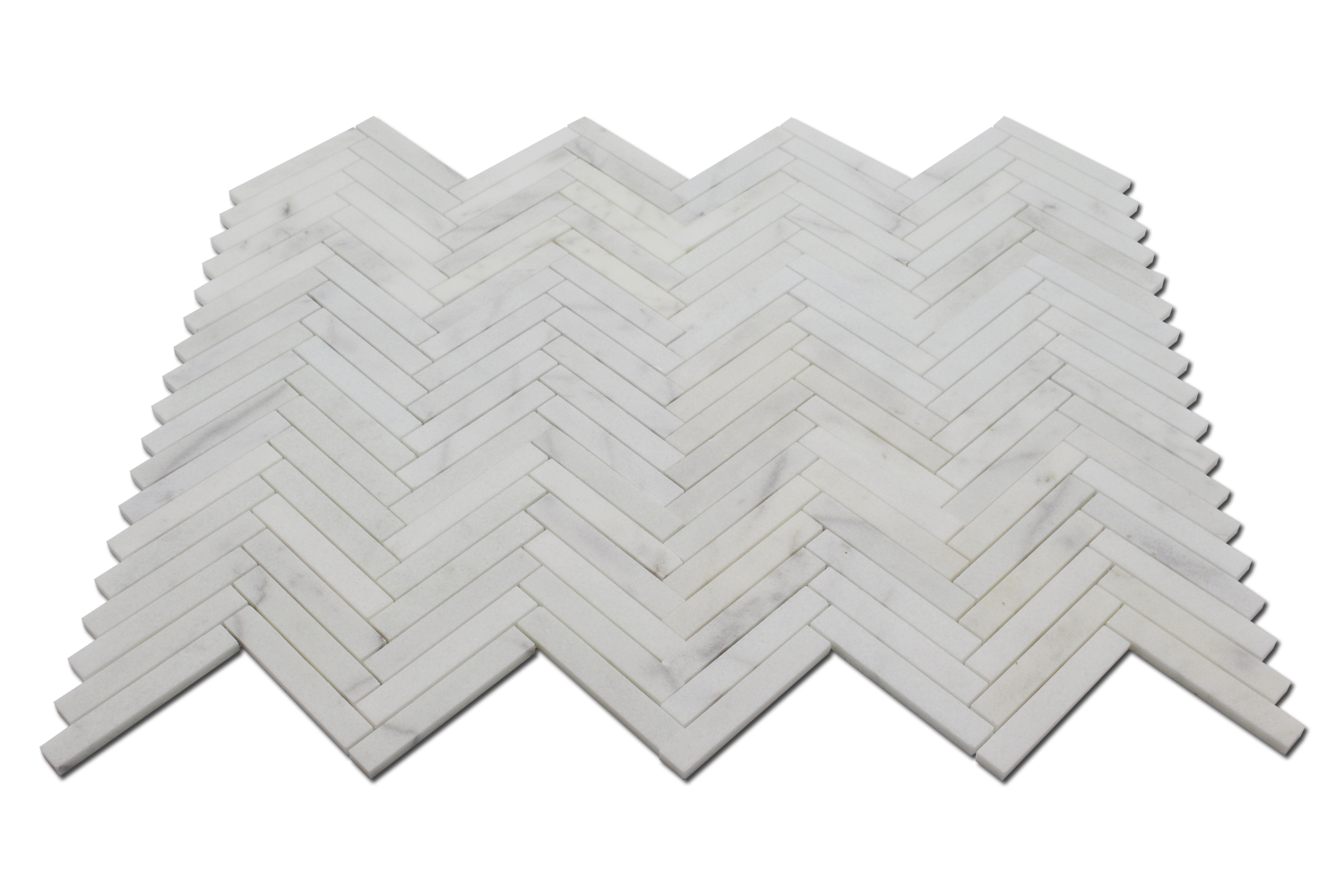 MILAS WHITE: Marble 1"X6" Herringbone Mosaic (12"x12"x3/8" | honed)