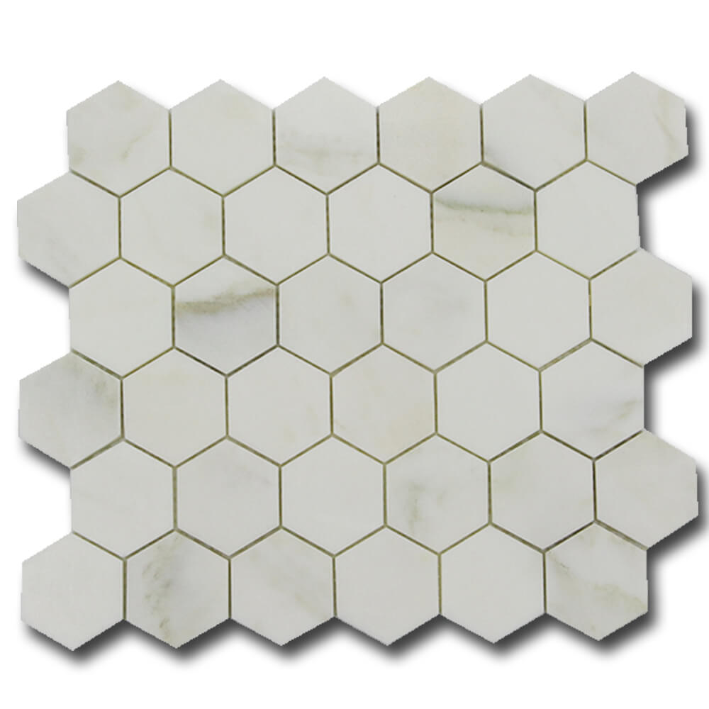 CALACATTA OLIVE: Marble 2" Honeycomb Mosaic (12"x12"x3/8" | polished)