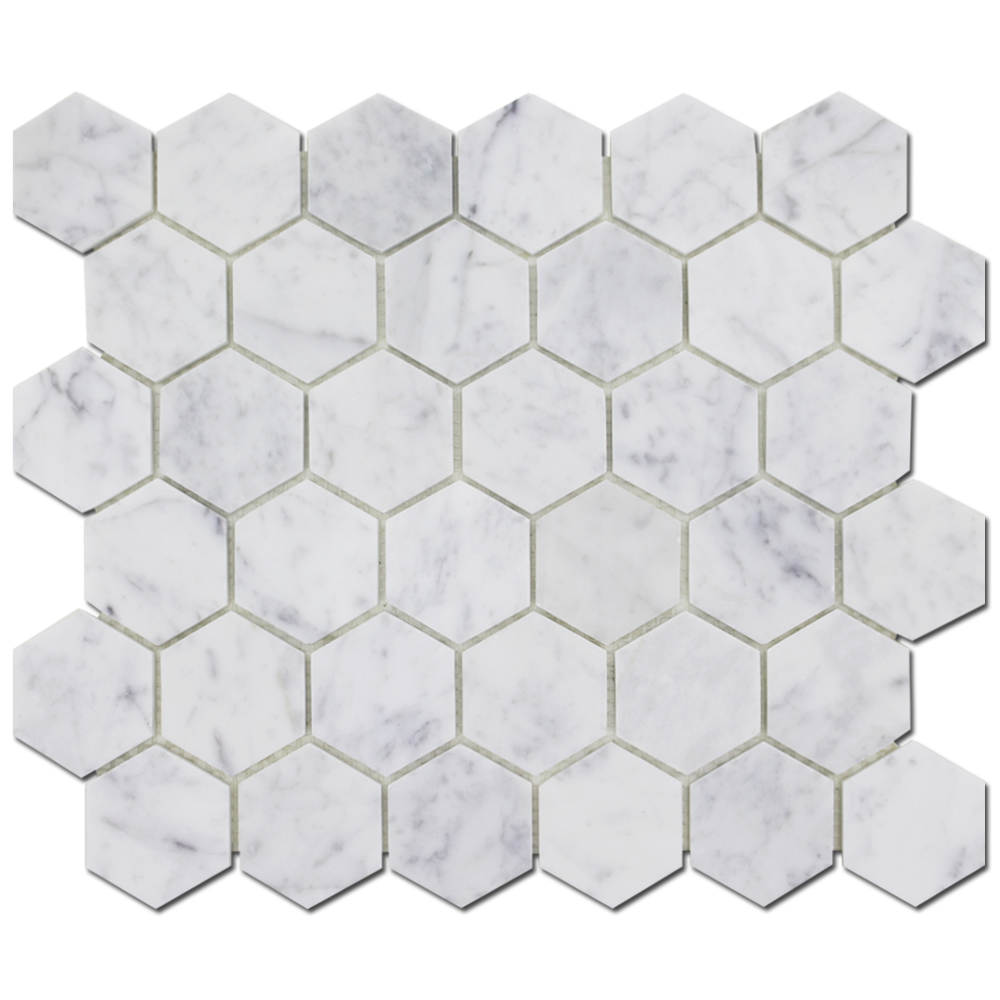 CARRARA: Marble 2" Honeycomb Mosaic (12"x12"x1/4" | honed)