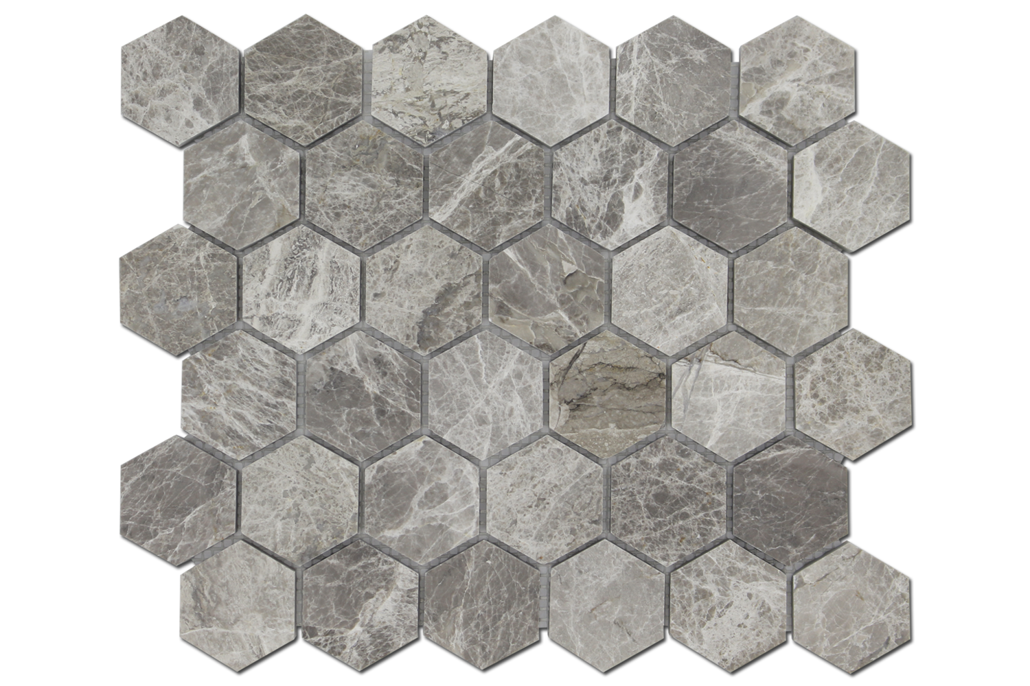 GRIGIO FANTASIA: Marble 2" Honeycomb Mosaic (12"x12"x5/8" | polished)