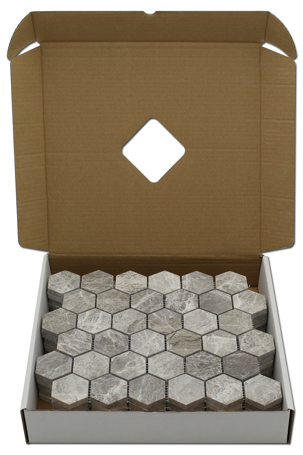 GRIGIO FANTASIA: Marble 2" Honeycomb Mosaic (12"x12"x5/8" | polished)