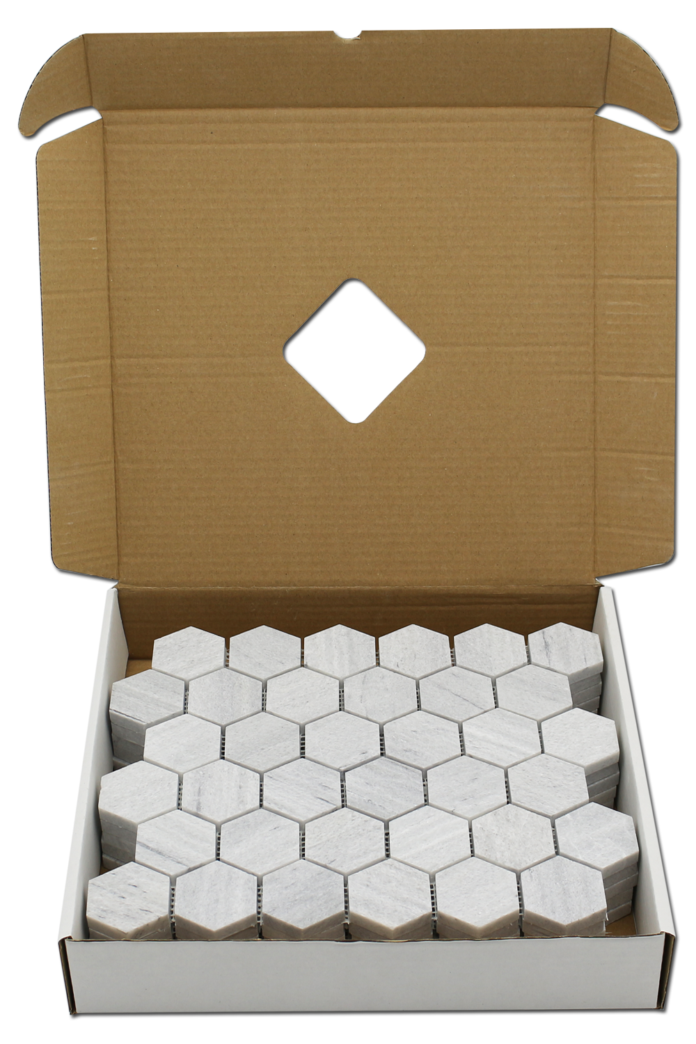 SOLTO WHITE: Marble 2" Honeycomb Mosaic (12"x12"x3/8" | honed)