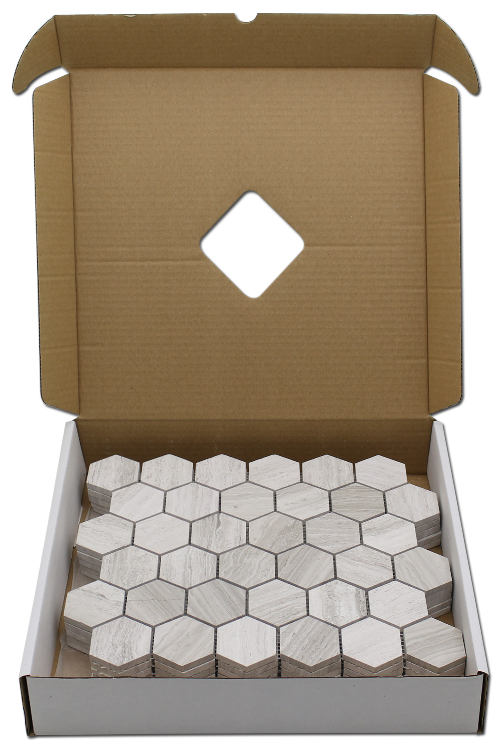 WOODEN WHITE: Marble 2" Honeycomb Mosaic (12"x12"x1/4" | honed)