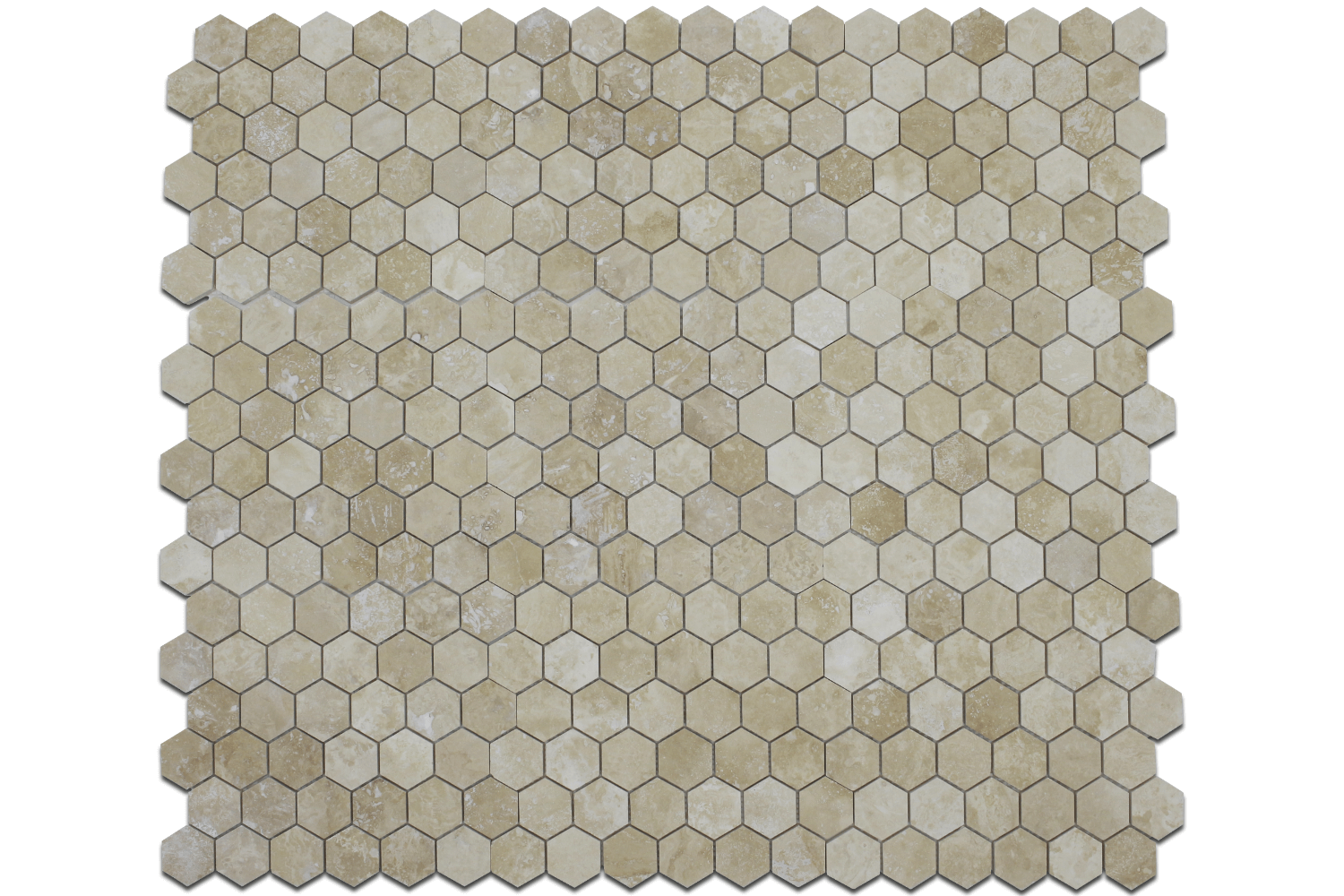 CORINTHIAN FOSSIL: Limestone 2" Honeycomb Mosaic (12"x12"x3/8" | filled, honed)