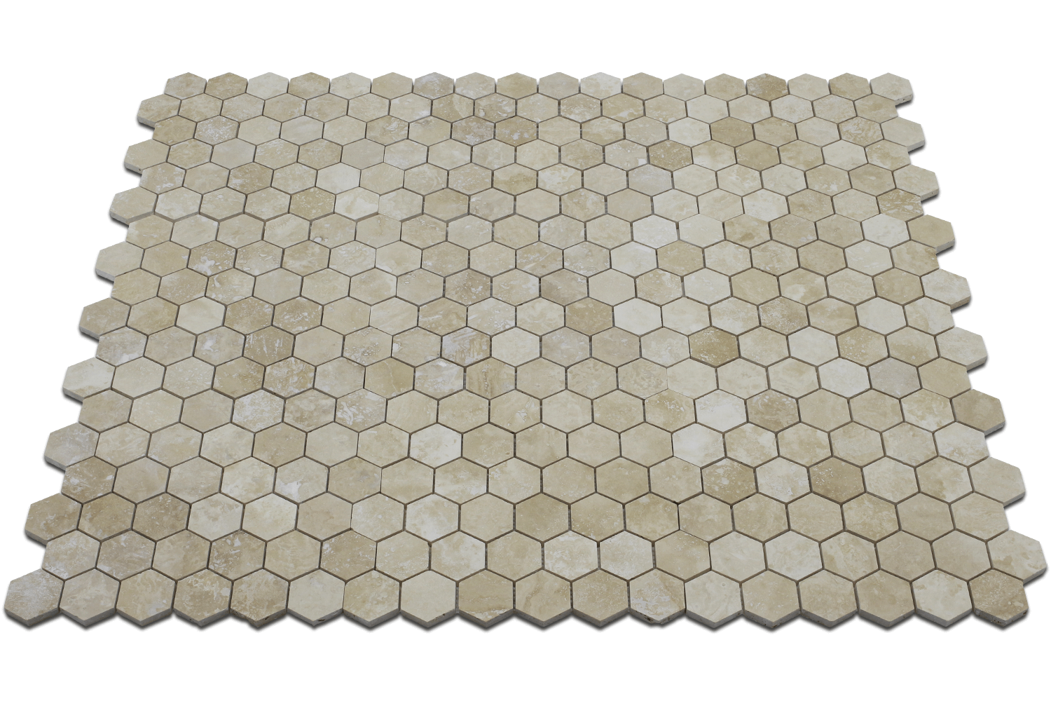 CORINTHIAN FOSSIL: Limestone 2" Honeycomb Mosaic (12"x12"x3/8" | filled, honed)