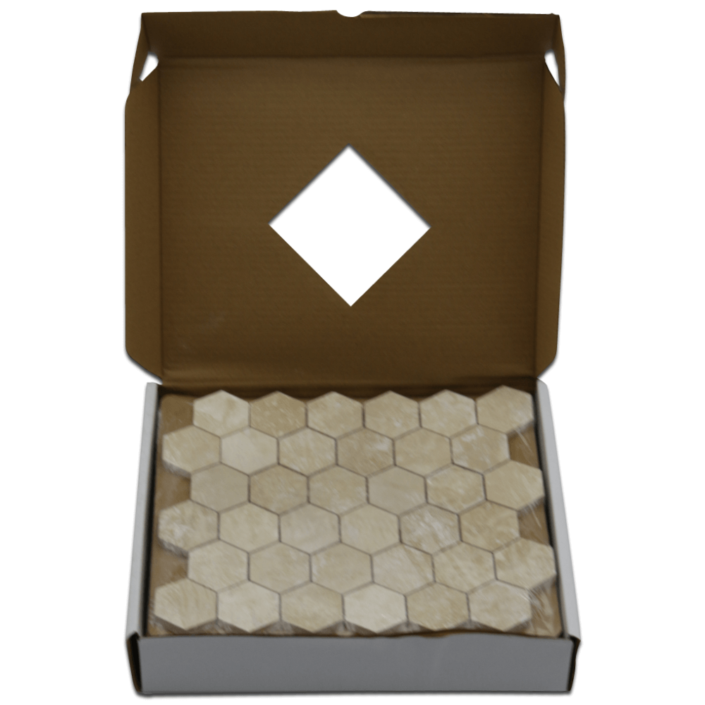 CORINTHIAN FOSSIL: Limestone 2" Honeycomb Mosaic (12"x12"x3/8" | filled, honed)