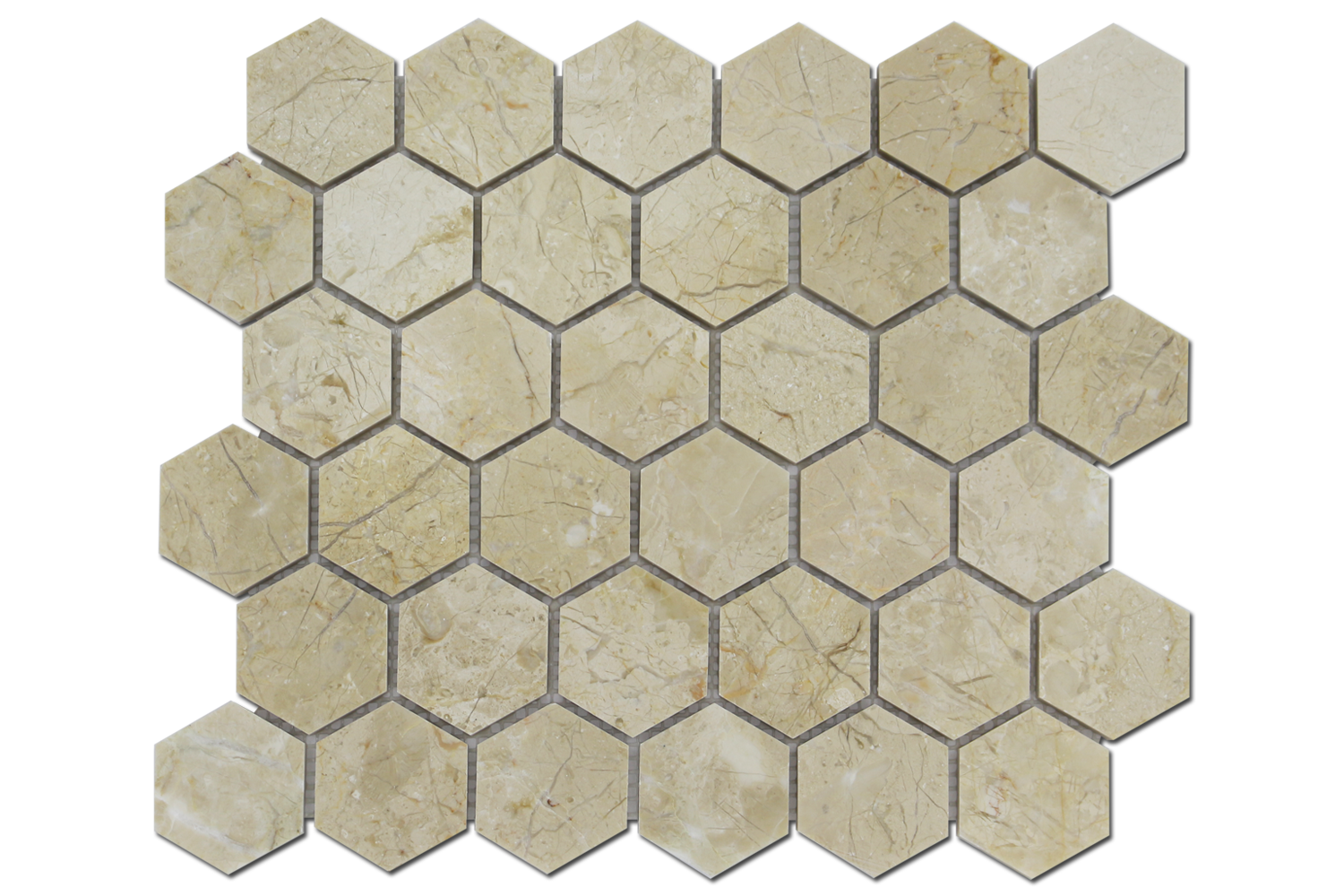 CREMA NOUVA: Marble 2" Honeycomb Mosaic (12"x12"x3/8" | polished)