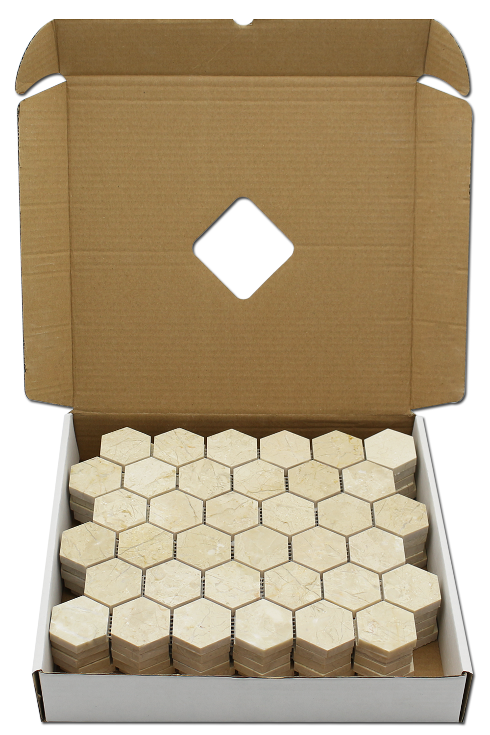 CREMA NOUVA: Marble 2" Honeycomb Mosaic (12"x12"x3/8" | polished)