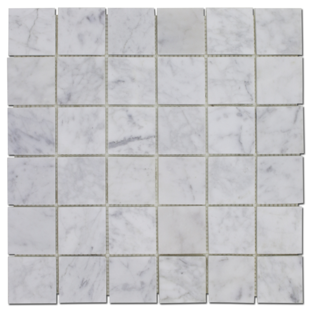 CARRARA: Marble 2"X2" Straight Stack Mosaic (12"x12"x1/4" | honed)