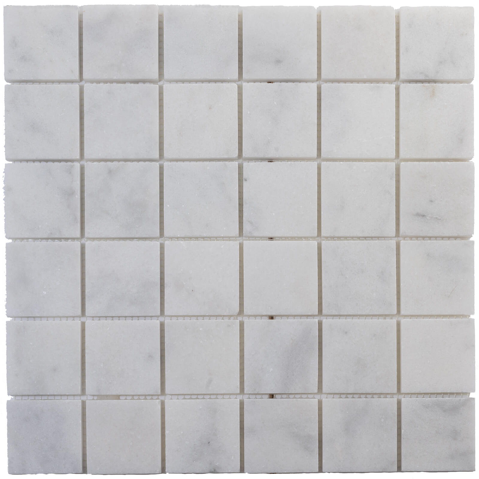 MILAS WHITE: Marble 2"X2" Straight Stack Mosaic (12"x12"x3/8" | polished)