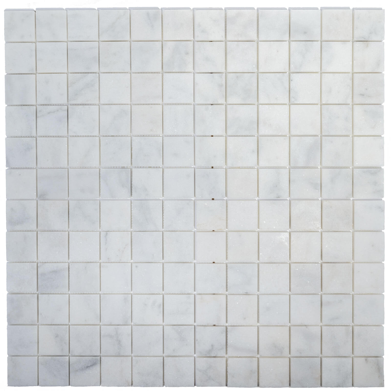 MILAS WHITE: Marble 2"X2" Straight Stack Mosaic (12"x12"x3/8" | polished)