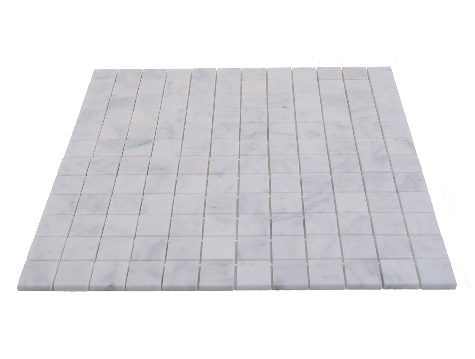 MILAS WHITE: Marble 2"X2" Straight Stack Mosaic (12"x12"x3/8" | polished)