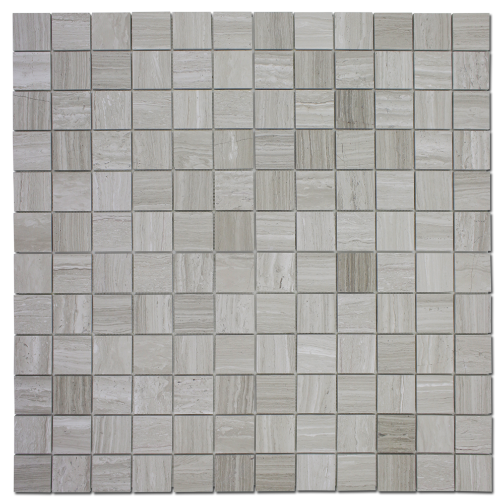 WOODEN WHITE: Marble 2"X2" Straight Stack Mosaic (12"x12"x1/4" | honed)