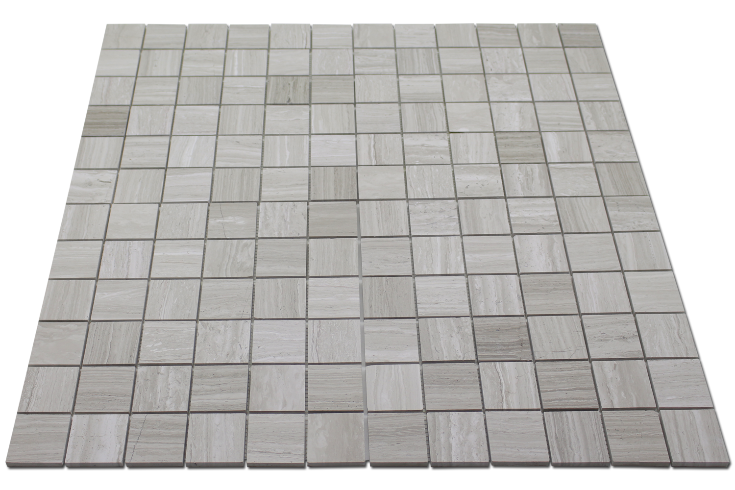 WOODEN WHITE: Marble 2"X2" Straight Stack Mosaic (12"x12"x1/4" | honed)