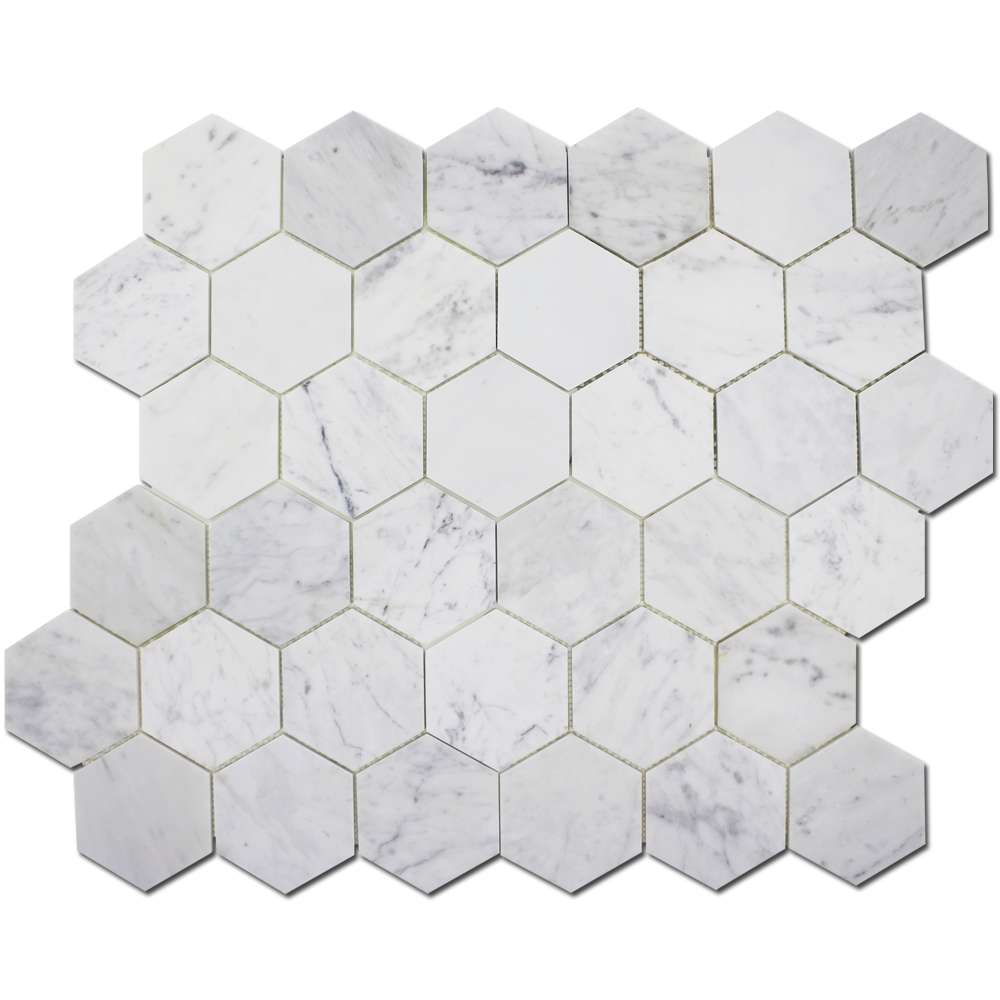 CARRARA: Marble Honeycomb Mosaic (11 1/2"x14"x1/4" | honed)