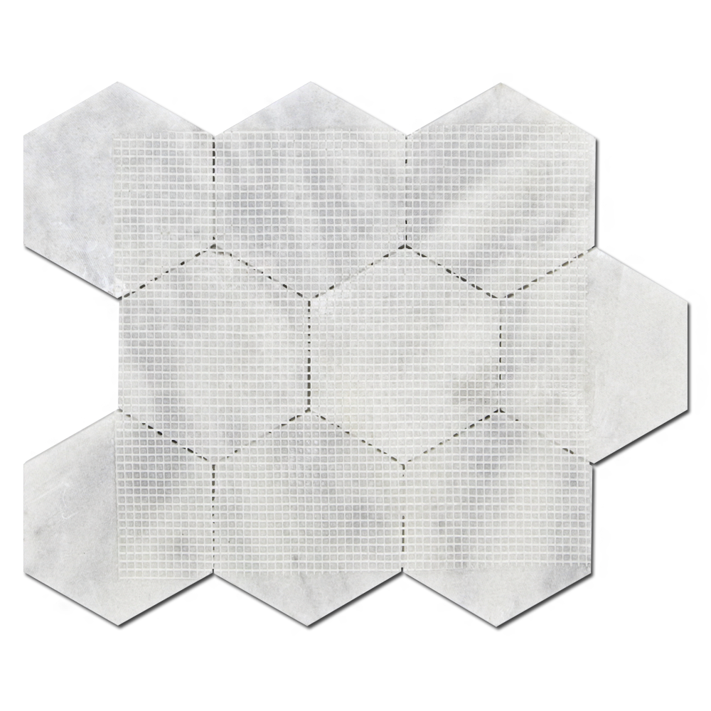 MILAS WHITE: Marble Honeycomb Mosaic (11 1/2"x14"x3/8" | honed)