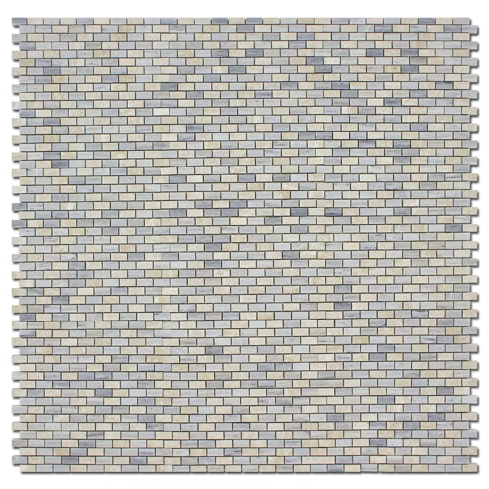 SOLTO WHITE: Botticino Marble 5/8"X1 1/4" Adriatica Mosaic (12"x12"x3/8" | honed)