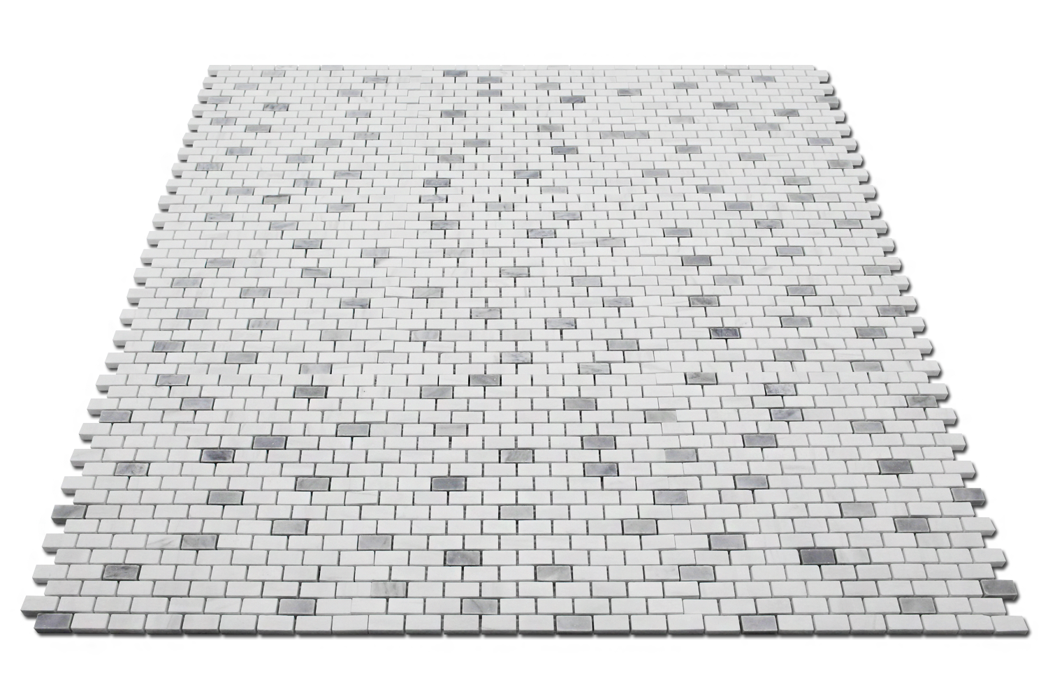 BIANCO VENATO: Bardiglio Marble 5/8"X1 1/4" Adriatica Mosaic (12"x12"x3/8" | honed, polished)