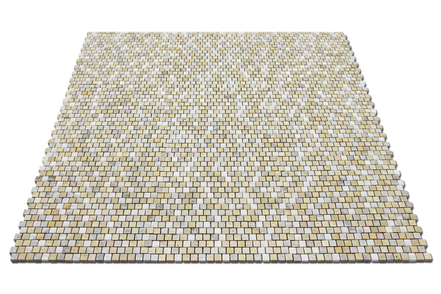 BOTTICINO: Ivory Light, Silver Shadow Marble & Travertine 5/8"X5/8" Adriatica Mosaic (12"x12"x3/8" | honed, polished)