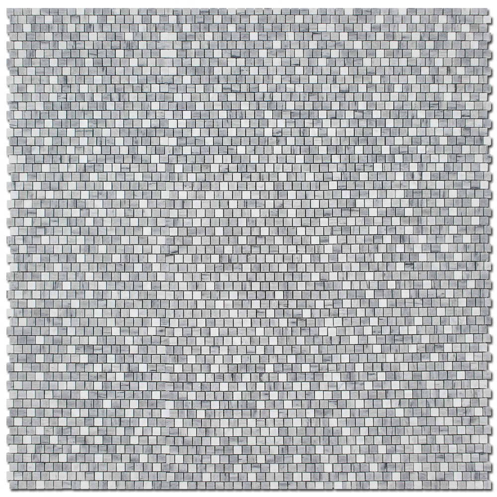 SOLTO WHITE: Tempesta Marble 5/8"X5/8" Adriatica Mosaic (12"x12"x3/8" | honed, polished)