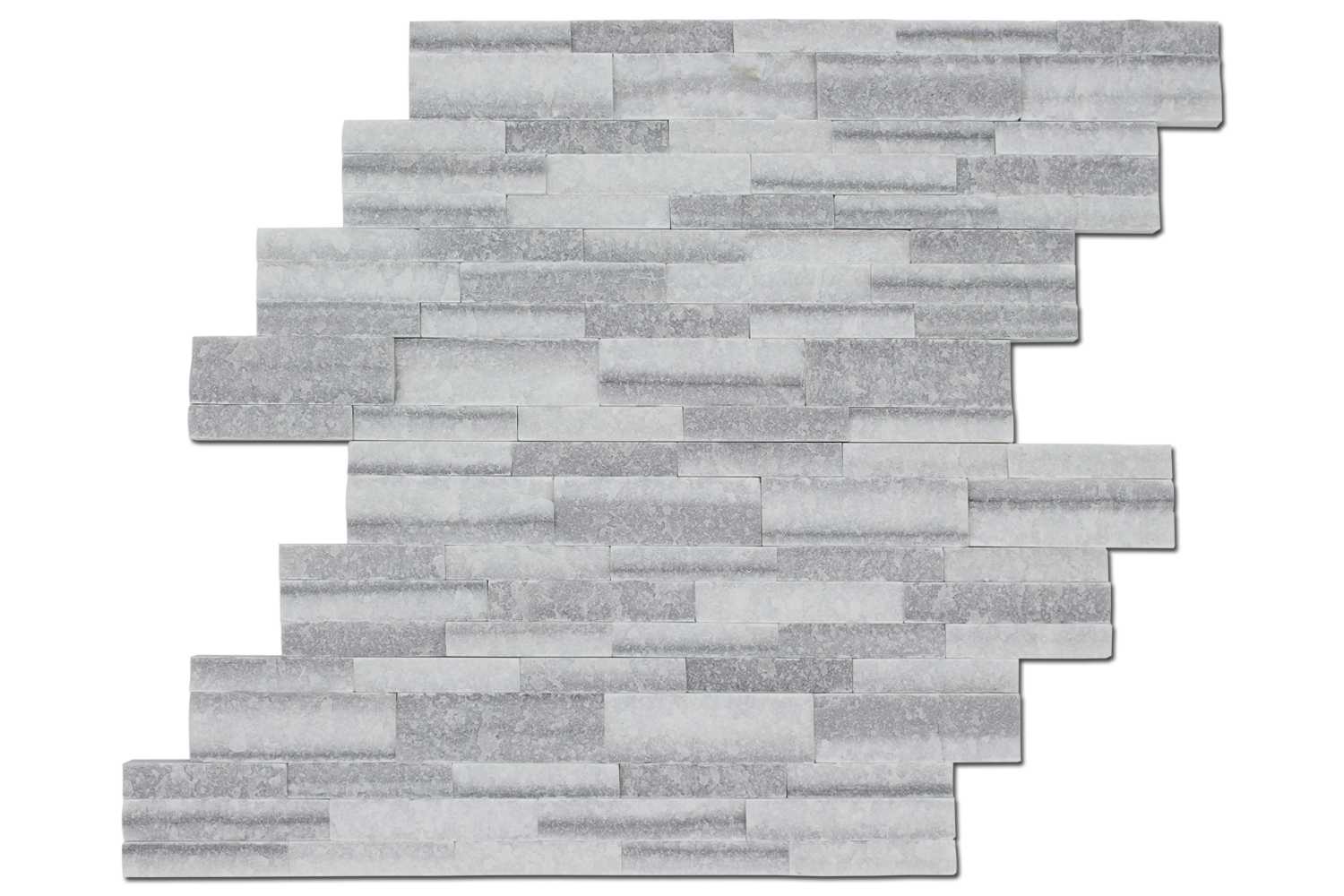 MILAS WHITE: Marble Ledgestone Wall Panel (6"x24"x3/4"-1" | splitface | chiseled)